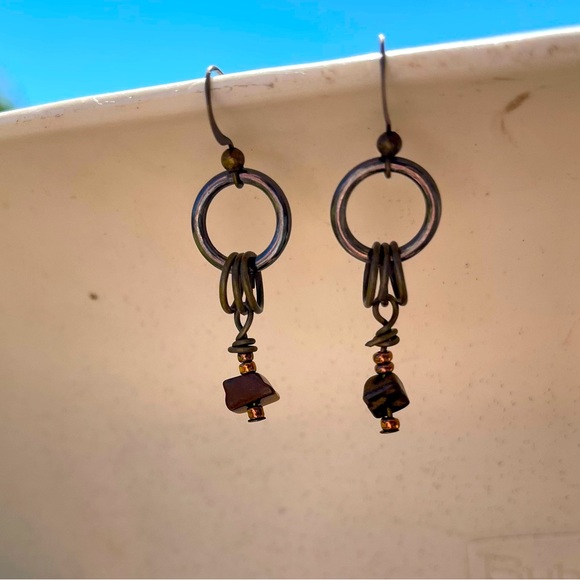 Handmade Dangle Earrings-Repurposed pieces - Picture 1 of 12